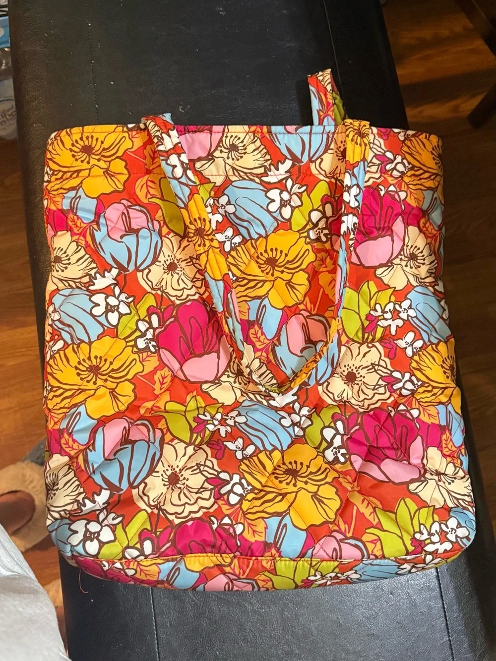 Vera Bradley Floral Quilted Tote in Red-Orange Multi